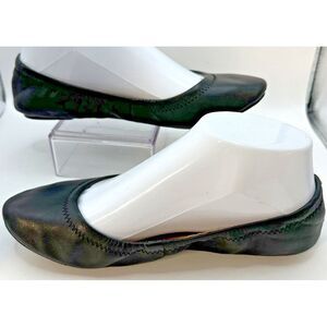 Lucky Brand Womens 6.5 Leather Black Ballet Flats Peasant Fairy Goth Comfort Y2K